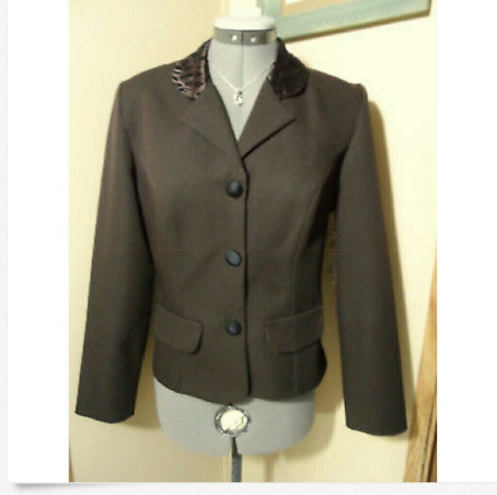 BYER TOO! Blazer Jacket M Brown leopard trim coat